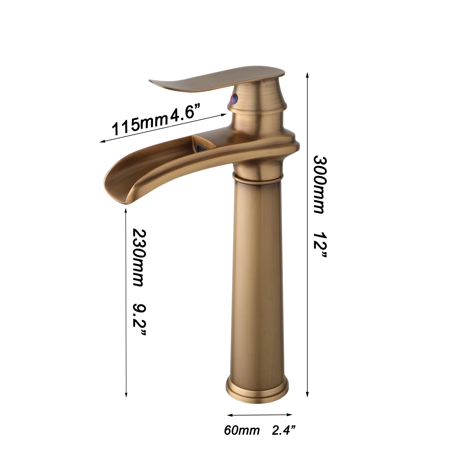 ZAPPO Antique Brass Bathroom Vessel Sink Faucet Waterfall Bathroom Faucets Solid Brass Lavatory Vanity Faucet Black Mixer Tap images - 6