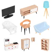 Kids Toy Dolls Accessories Scene Model Mini Furnishing Dollhouse Miniature Furniture TV Cabinet Sofa Bed Wardrobe 2