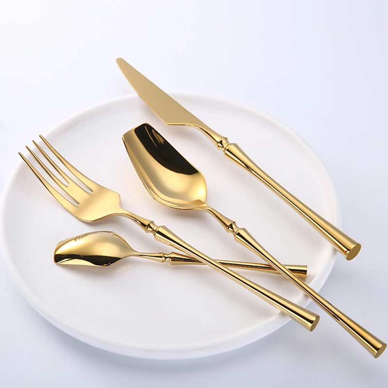 Set di posate in oro opaco da 30 pezzi, set di posate in acciaio inossidabile, set da 30 pezzi in oro opaco, set di posate dorate da tavola, set di posate dorate
