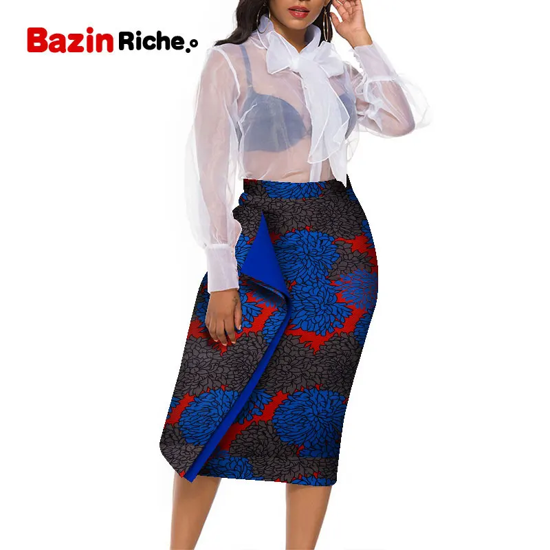 african suit Summer African Skirt High Waist with Elastic Hip Bodycon Lady Plus Size Clothing for Women Vintage Floral Drop Shipping WY8309 african attire for women Africa Clothing