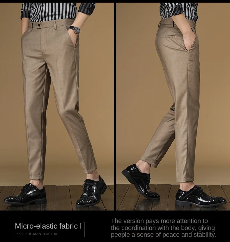 Summer Suit Pants Men Red Black Khaki Flat Formal Office Wear Smart Business Official Mens Dress Trousers for men Clothing