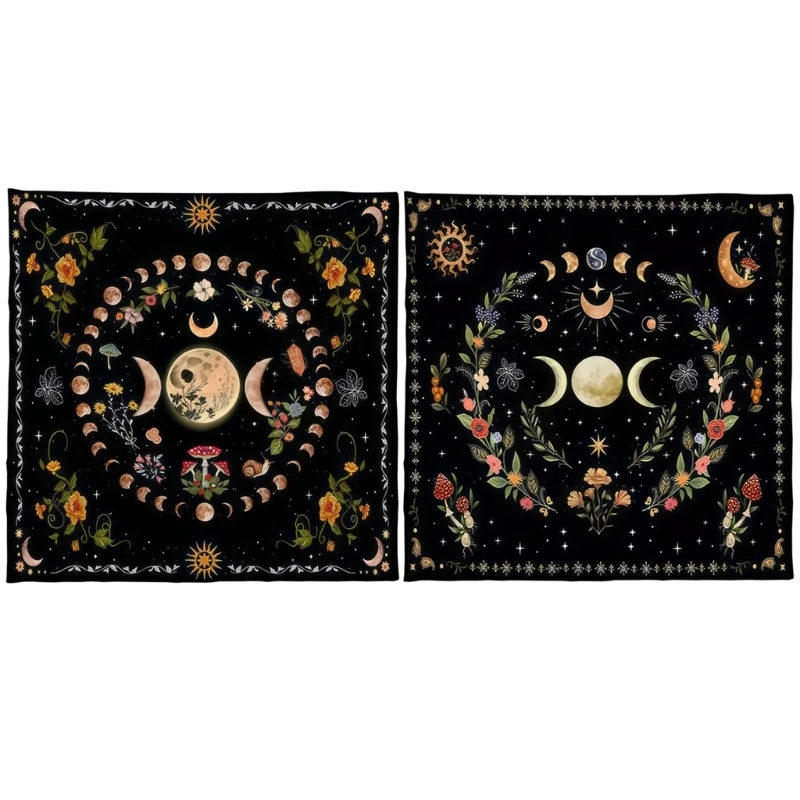 Moonphases Flower Tarot Tablecloth Astrologys Witchcrafts Deck Cloth Decoration Dropship white party cover cloth tablecloth oversized rostrum tablecloth home decoration wedding banquet hotel clothing direct sales