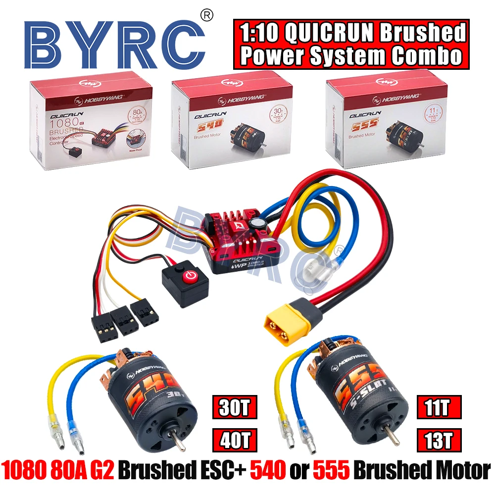 HOBBYWING-Motor-cepillado-QuicRun-WP-1080-G2-80A-ESC-con-540-555-para ...