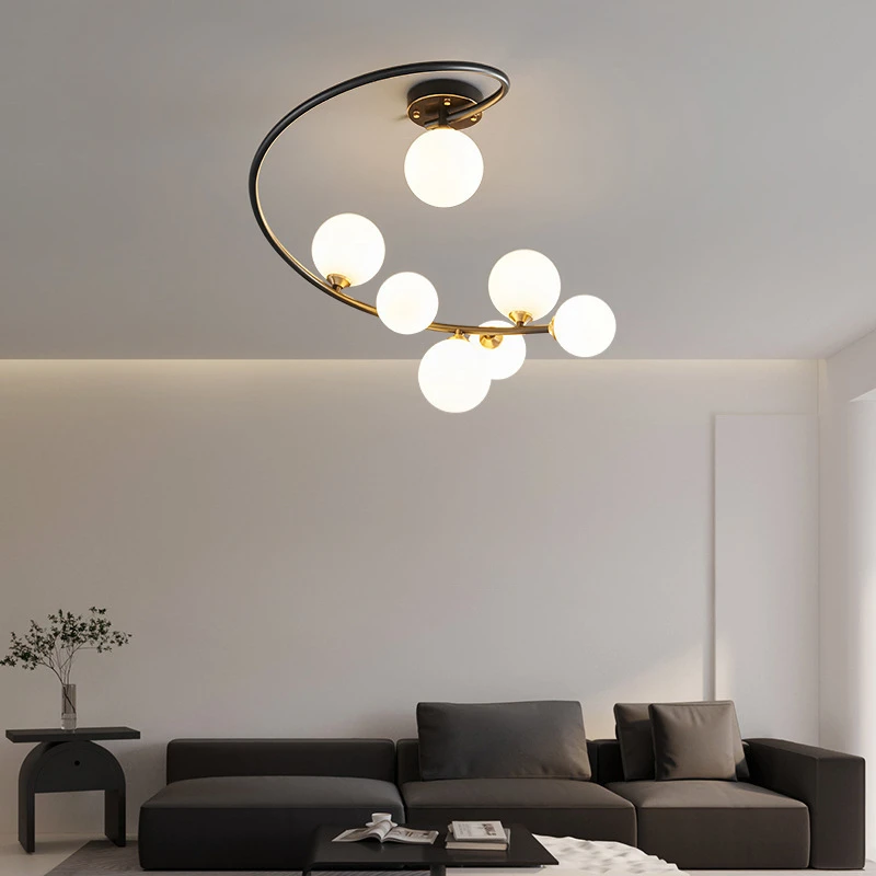 All copper ceiling light restaurant modern, simple and creative living room light, luxurious bedroom main lighting