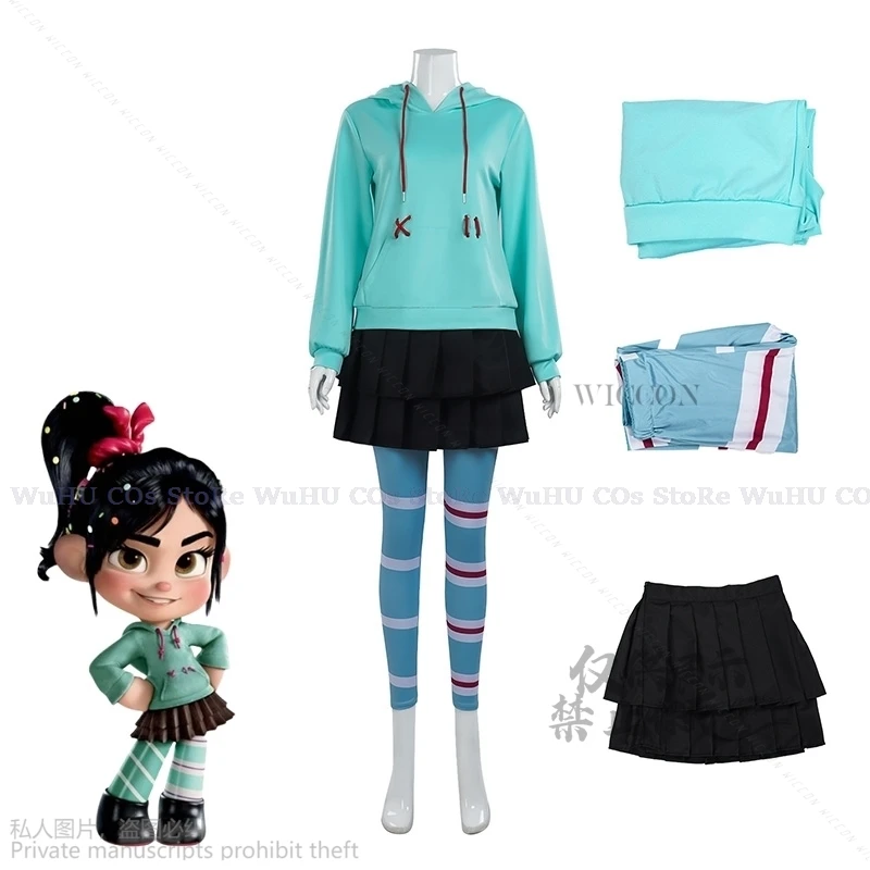 

Костюм для косплея аниме Vanellope Von Cos, костюм Ральфа из м/ф «Холодное сердце», одежда для Хэллоуина для женщин и мужчин
