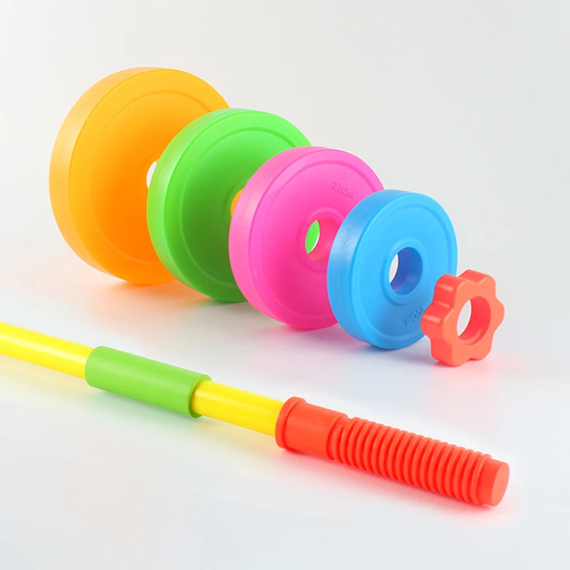 Set di manubri e bilanciere regolabili per bambini, attrezzatura fitness per allenamento indoor e outdoor, gioco sportivo genitore-figlio, regalo di compleanno per bambini e bambine - immagine 4