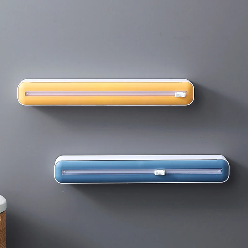 2 In 1 Cling Wrap Cutter Cling Film Storage Food Wrap Dispenser Aluminum Foil Slider Cutter Saran Organizer Kitchen Tool cling wrap dispenser food film dispenser plastic wrap cutter cling film cutter kitchen wrap dispenser plastic wrap dispenser