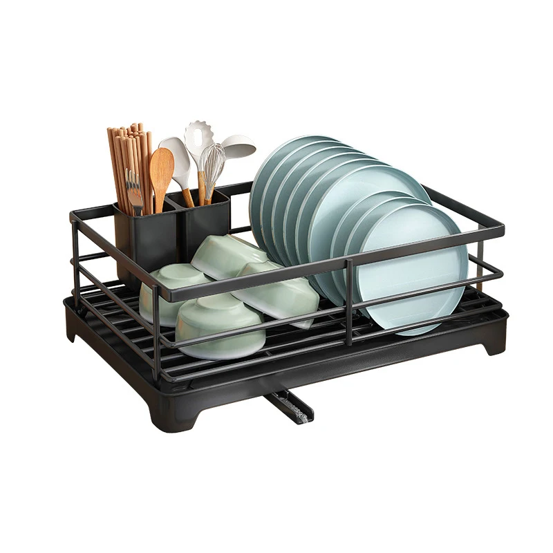 Foldable Kitchen Bowl Rack Dish Drying Rack with Drainboard Dish Utensil  Holder And Knife Slots Holder for Kitchen Accessories - AliExpress