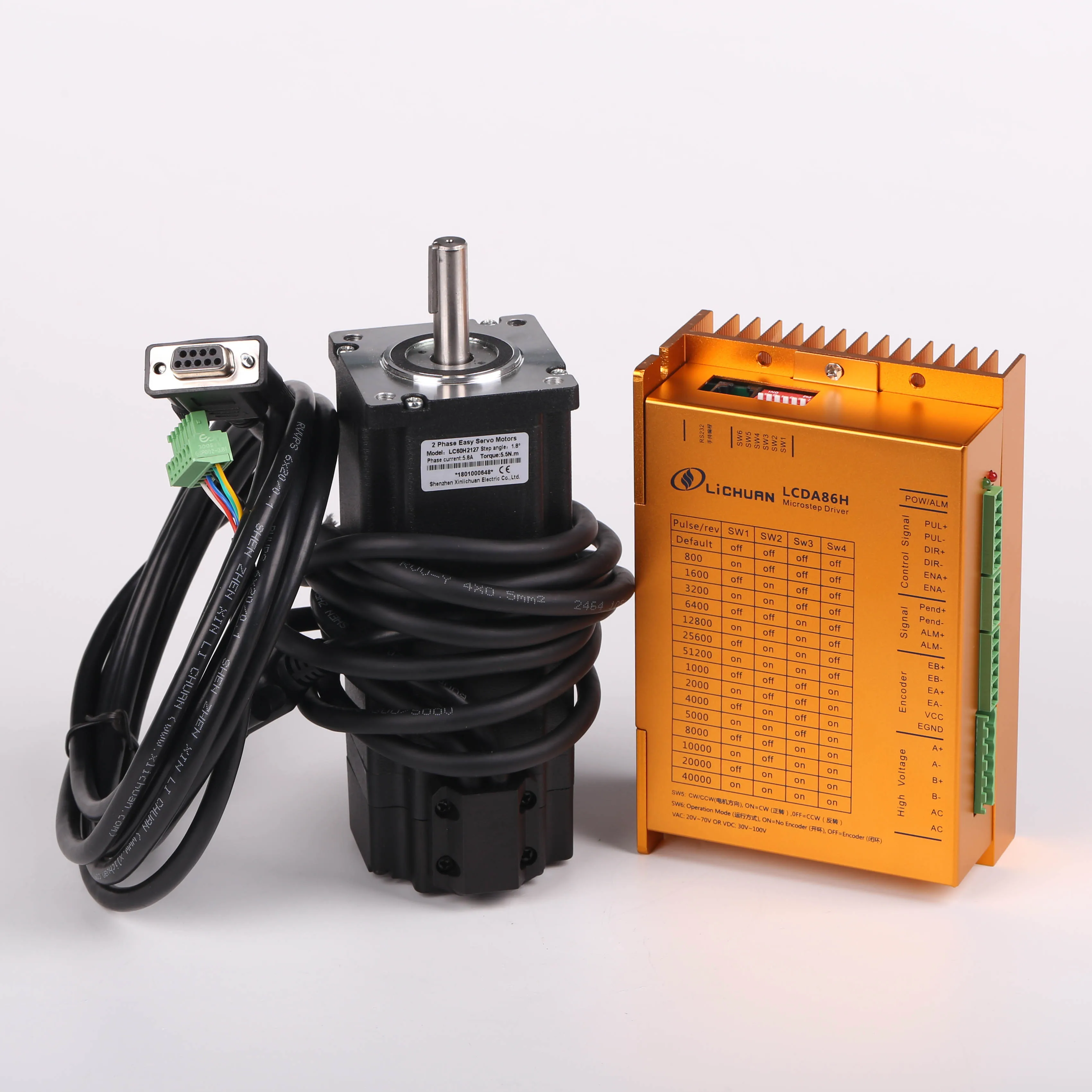 

Lichuan Nema24 4.5Nm closed loop stepper motor LC60H2102 +driver LCDA86H DC48V 7A 1000ppr encoder 47/50mm hole distance