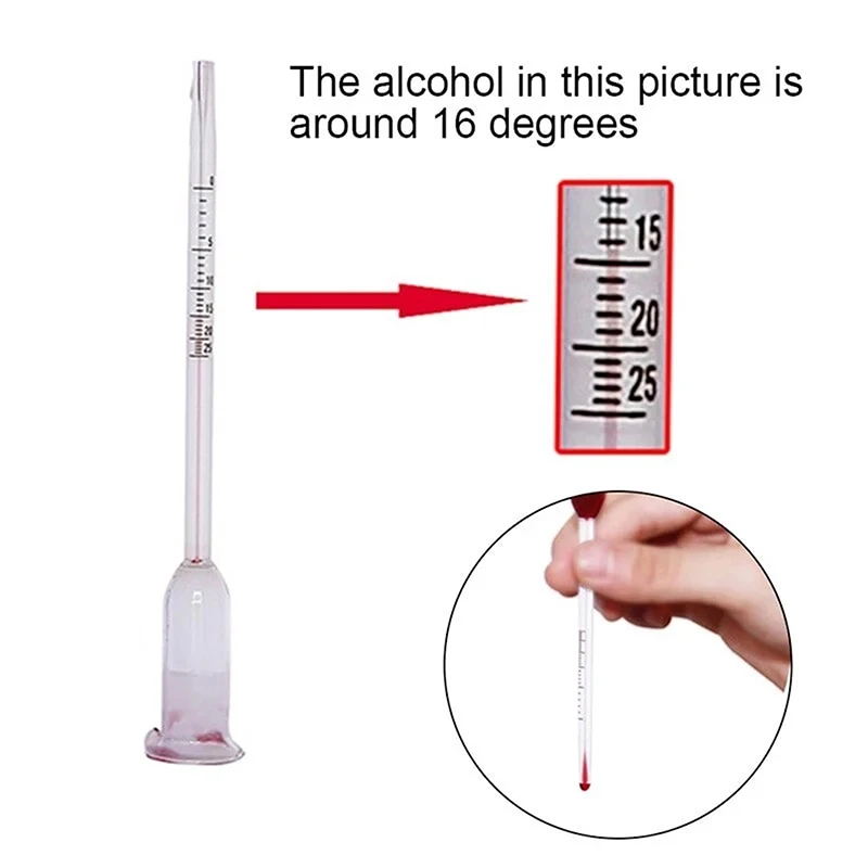 Transparent Wine Alcohol Meter Fruit Wine Rice Concentration Meter Alcohol 0-25 Degree Glass Vinometer