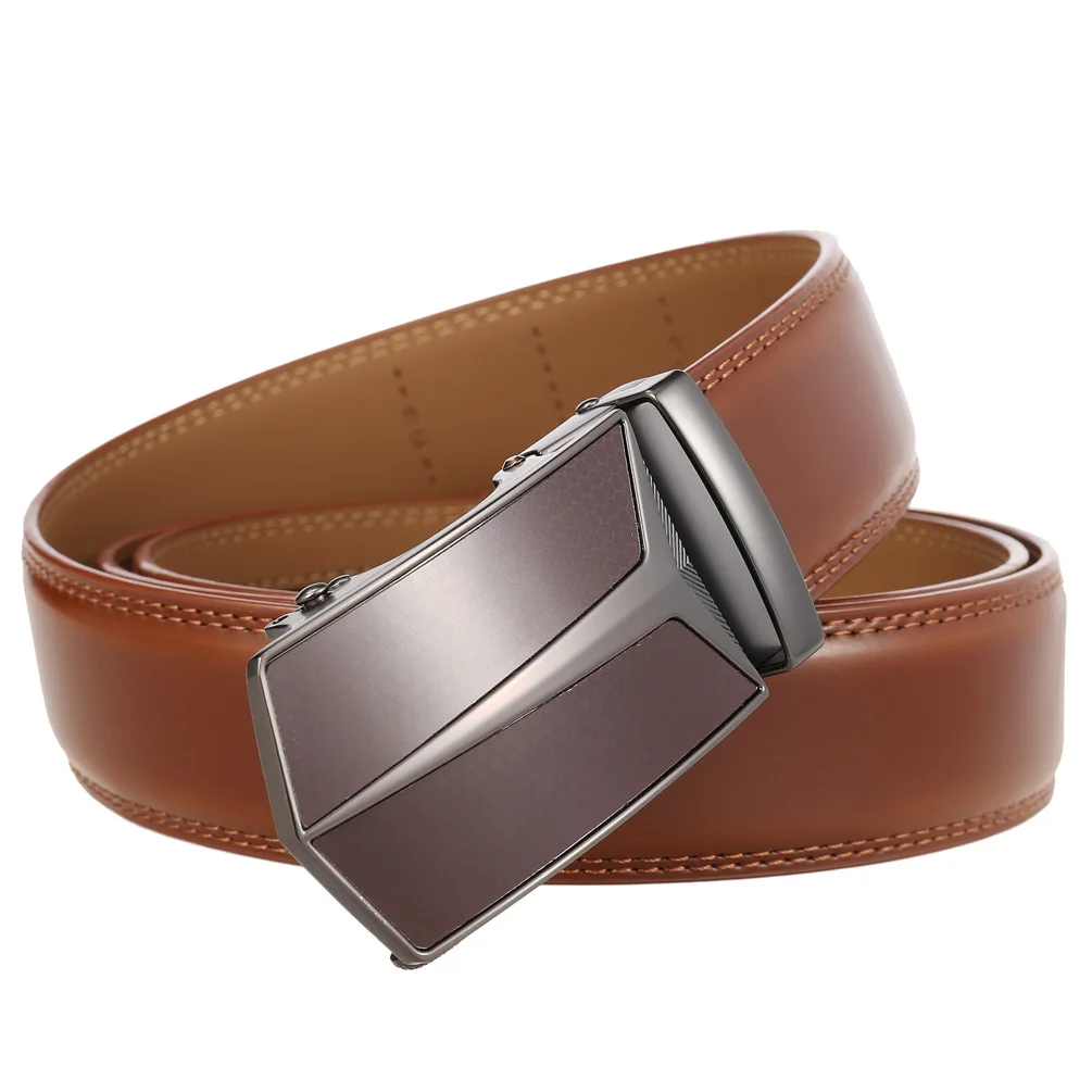3.5cm Classic Business Office Black Brown Genuine Cow Leather Belts For Men Luxury Designer Automatic Buckle Formal Strap Male