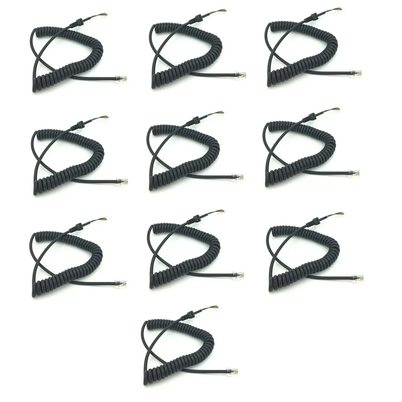 10pcs Yaesu MH-48A6J Handheld PTT Mic Replacement 6-Pin Speaker Microphone Cable for FT-90R FT-1802 FT-7800 8800 8900R Car Radio
