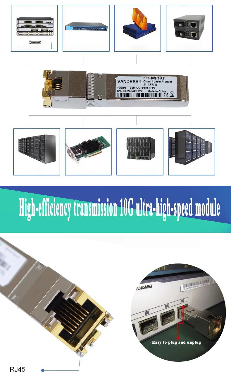 VANDESAIL SFP+ module RJ45 Switch gbic 10G connector SFP Copper RJ45 SFP module Gigabit Ethernet port