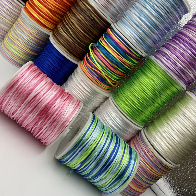 Nylon String 1.0mm 2.0mm Chinese Knot Tassel Satin Rope Bracelet Woven String DIY Necklace Bracelets Cord