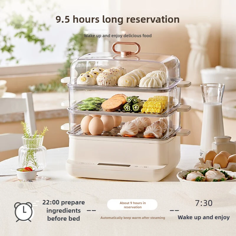 220V Household 3 Layers Electric Steaming Pot for Breakfast Multi Cooker Food Steamer Home Steam Cooker