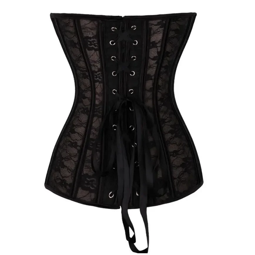 Corset Overbust Bustiers Sexy Corset For Women Lace Perspective Transparent Lingerie Femme Black White corset bustier top waist corset lace corset lace lingerie set