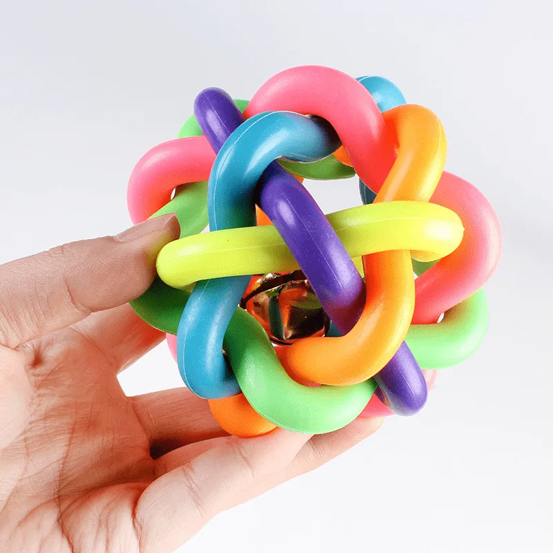 Colorful Bell Woven Toy Popular Dog Bite Resistant  Rubber Pet Chewing Playing Fetching Nice Ball Products 3