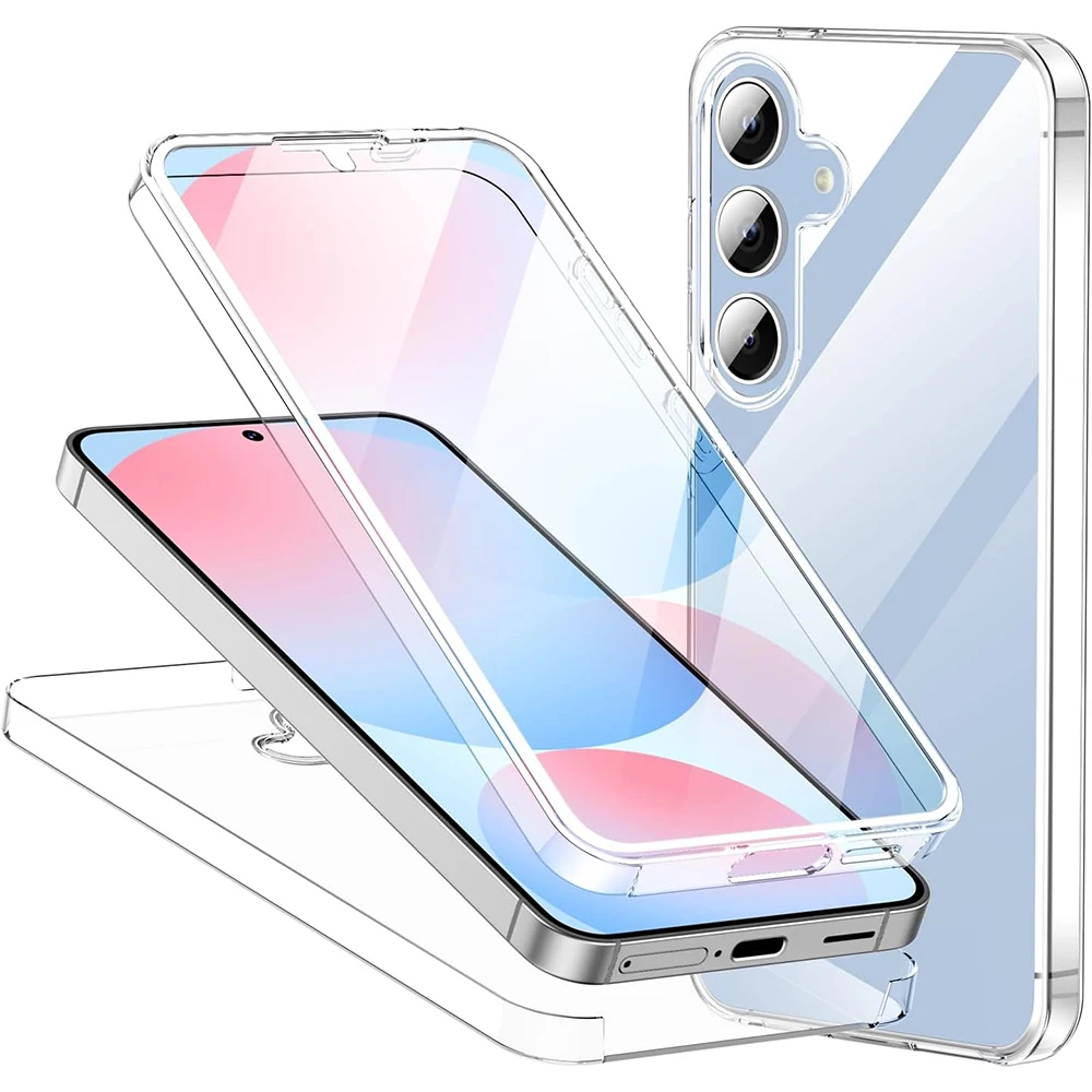 360 ° Custodia per telefono trasparente con copertura completa per Samsung Galaxy S24 S23 S21 FE S22 Plus Custodia rigida per PC ultra ibrida in silicone antiurto