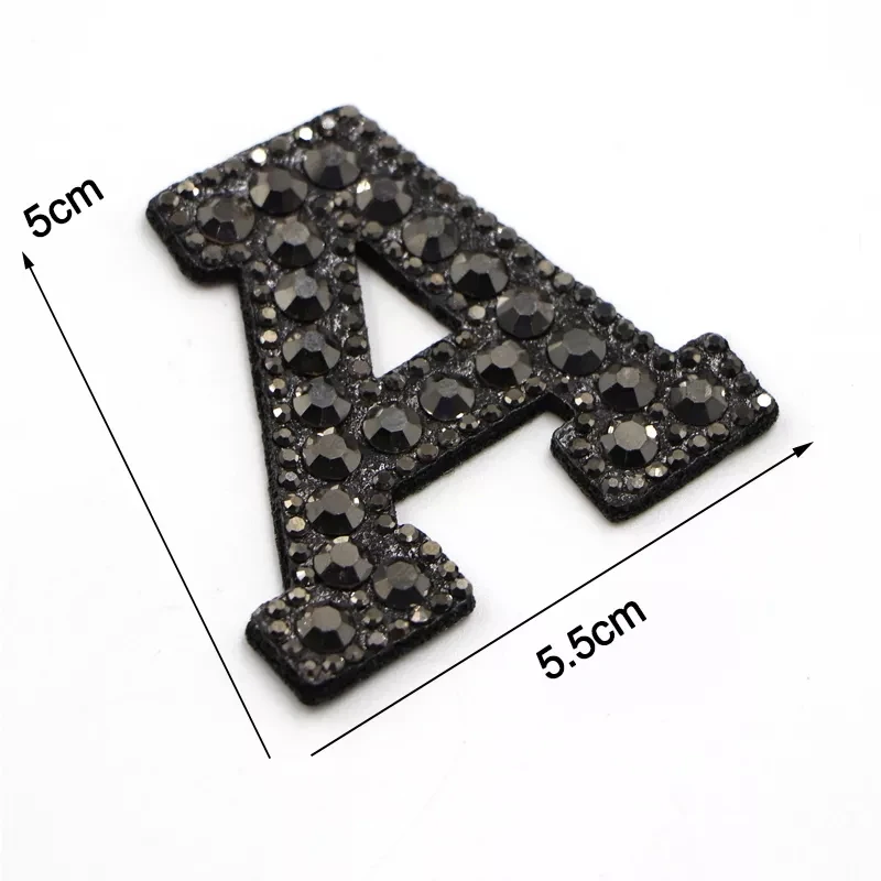 1PC A-Z Aufbügeln Schwarz Strass Englisch Buchstaben Patches Hochzeit Kleidung Handwerk DIY Party Handwerk NähenPersonalisierte Buchstaben Patches – Detail 1