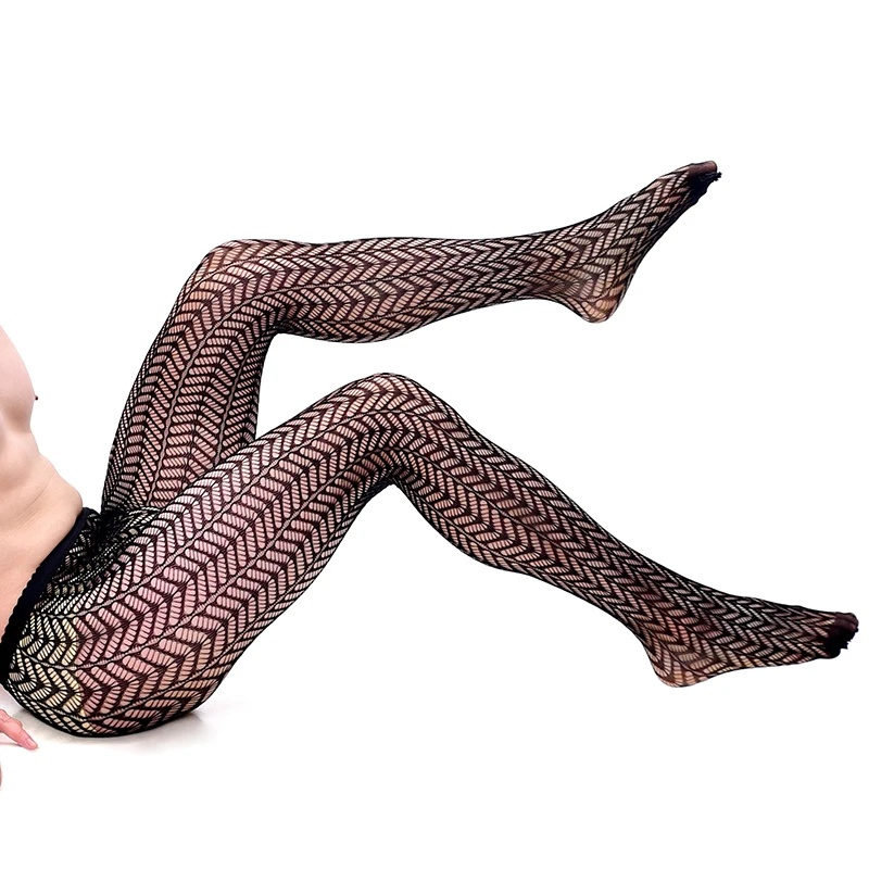 Sexy Mesh Lace One-Piece Stockings Womens Mens Ultra Thin Fishnet Sheer Striped Bodysuit Stockings Exotic Sissy Gay Leggings