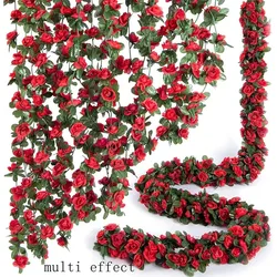 Elegant Artificial Rose Garland for Seasonal and Event Decor (Red)