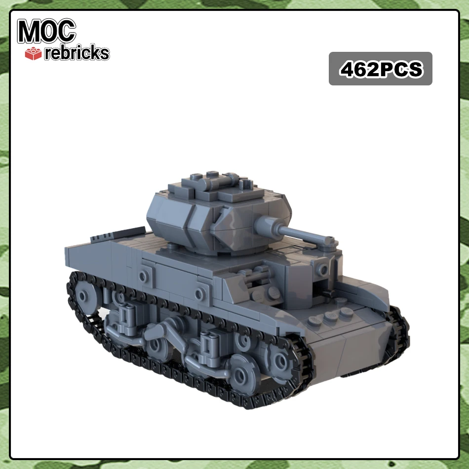 

WW II Military Light Tank MOC Building Block Small particles Assembly Model Light Armored Vehicle Bricks Puzzle Toys For Gifts