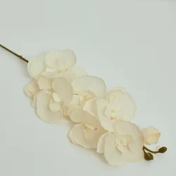 Elegant Silk Orchid Arrangement - 8-Head Artificial Butterfly Orchid for Wedding and Home Decor (Milk White)