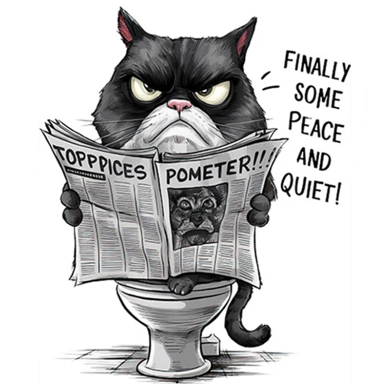 So Funny Black Cat Reads Newspaper Toilet Stickers Cartoon Kitty 3D Vinyl Wall Decals for Home Decorations Aesthetic Bathroom WC