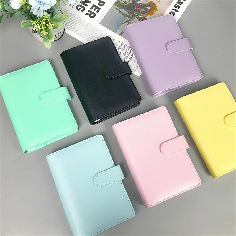 

A5 A6 Macaroon Color Laser Glitter PU Leather DIY Binder Notebook Cover Diary Agenda Planner Paper Cover School Stationery