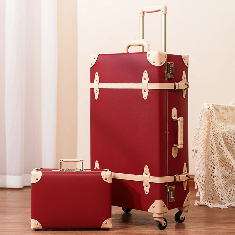 Men Handmade Vintage PP Travel Bag Rolling Luggage Women Retro