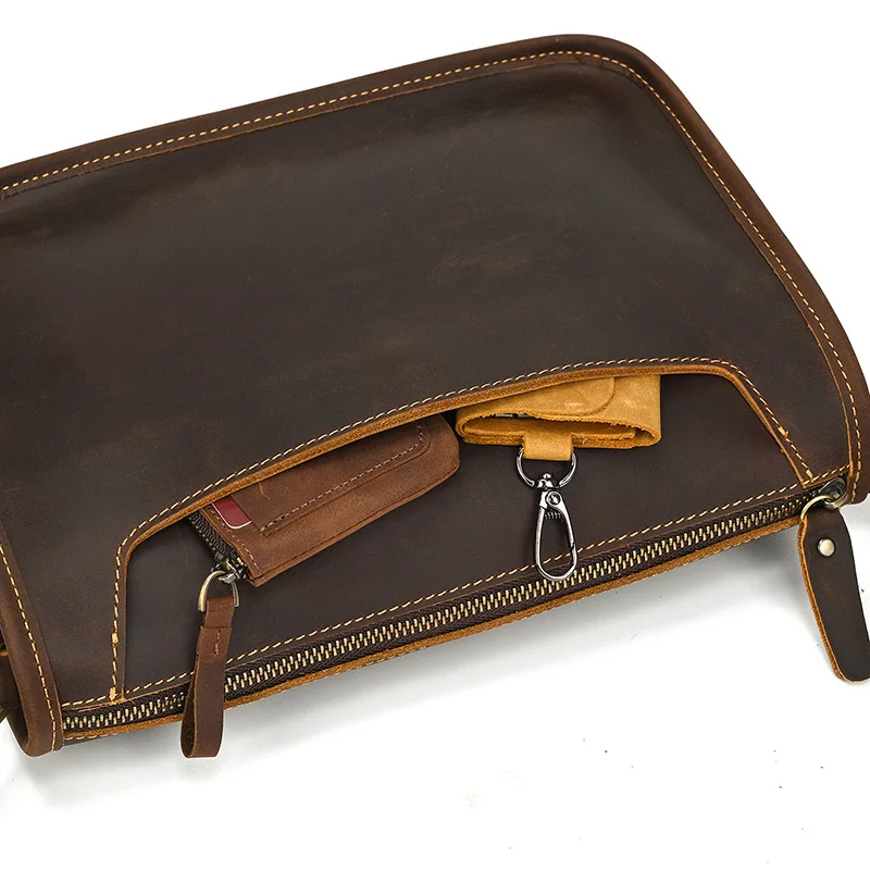 Genuine Leather Men's Shoulder Briefcase Travel Messenger Bag
