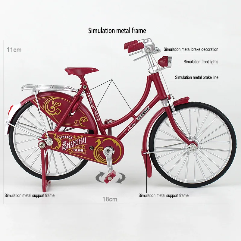 1/10 Metal Simulation Old-fashioned Retro Bicycle Diecast Bikes Alloy Model Classic Toys Gifts for Boys Kids Home Decorative bike toys