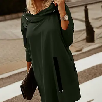 Women Winter Hoodie Strap Decor Zipper Hooded 1