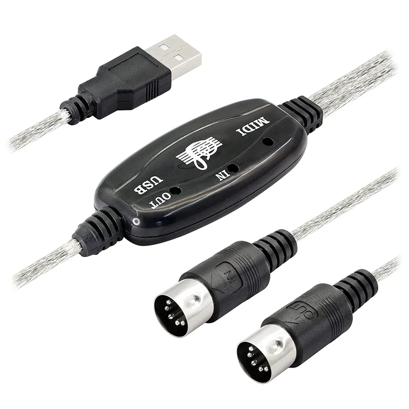 Usb Midi Cable Adapter, Usb Type A Male To Midi Din 5 Pin Inout Cable