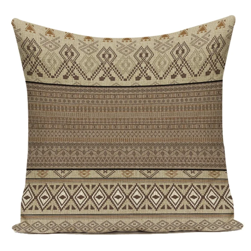 Vintage Boho Geometric Cotton Linen Decorative Throw Pillow Cover