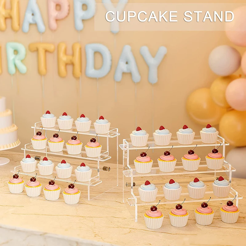 Acrylic Display Shelf Transparent Ladder Makeup Pottery Doll Storage Rack Food Desserts Perfume Storage Rack 5