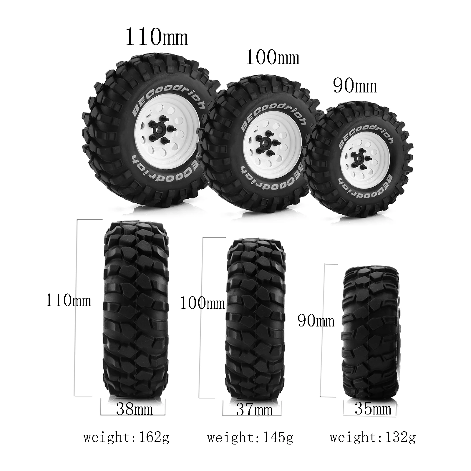 4x RC Crawler Reifen 57x25mm - Gummireifen Für 1/18 & 1/24 Modelle
