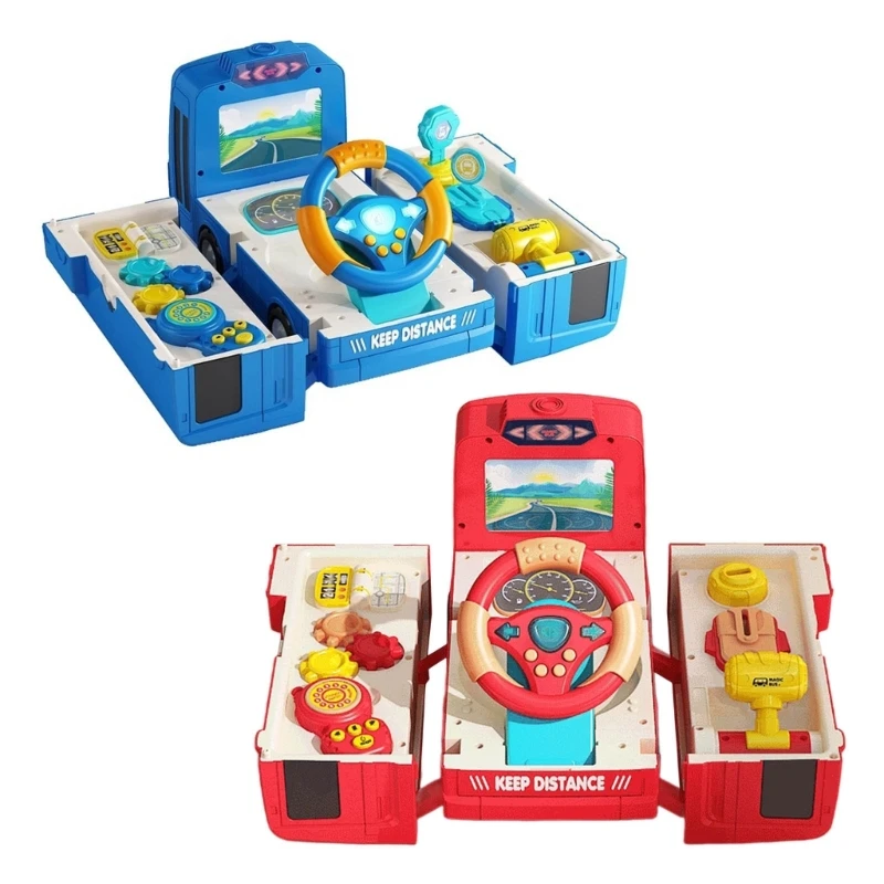 재미 있은 전자 운전 컨트롤러 장난감 변형 버스 장난감 뮤지컬 장난감 스티어링..