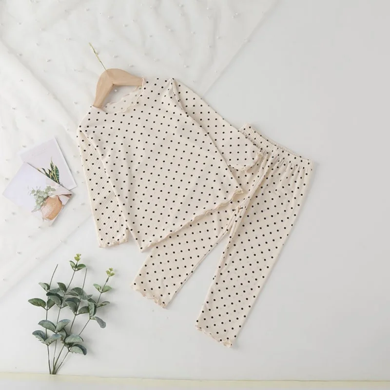 2pcs Autumn Baby Pajama Set Indoor Homewear Fashion Casual Toddler Dot Printed Top + Pants Baby Girl Boy Pajama Set