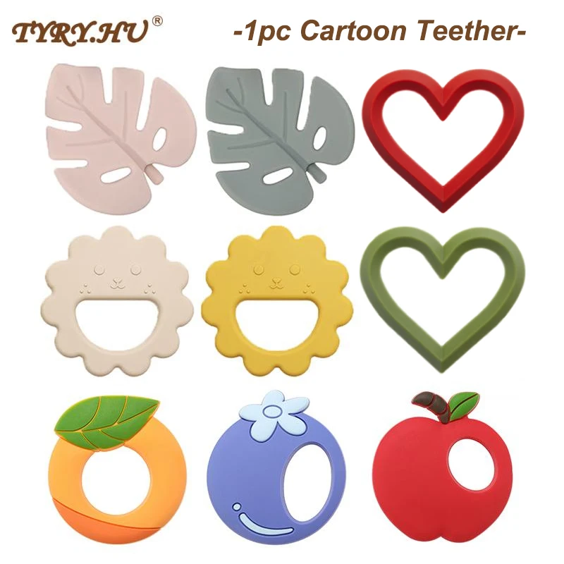 1Pc Cartoon Leaf Baby Silicone Massaggiagengive Bpa Free Cute Leaf Food Grade Silicone Ciondolo Dentizione Sonaglio Per Accessori Per Bambini Giocatto