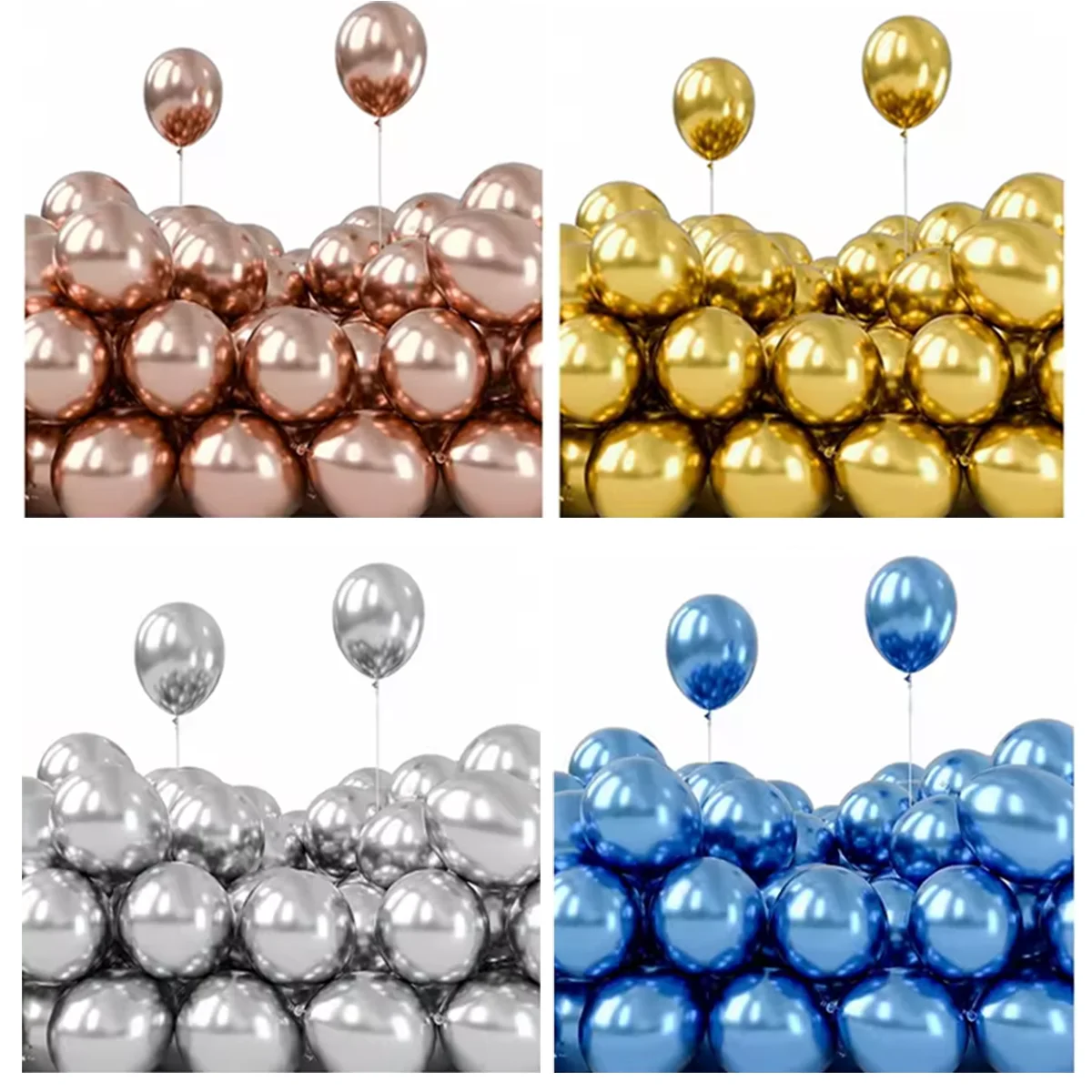 50 Stück 5 Zoll Chrom-Metallic-Helium-Luftballons für Geburtstag, Hochzeit, Jahrestag, Weihnachten, Party-Dekorationen