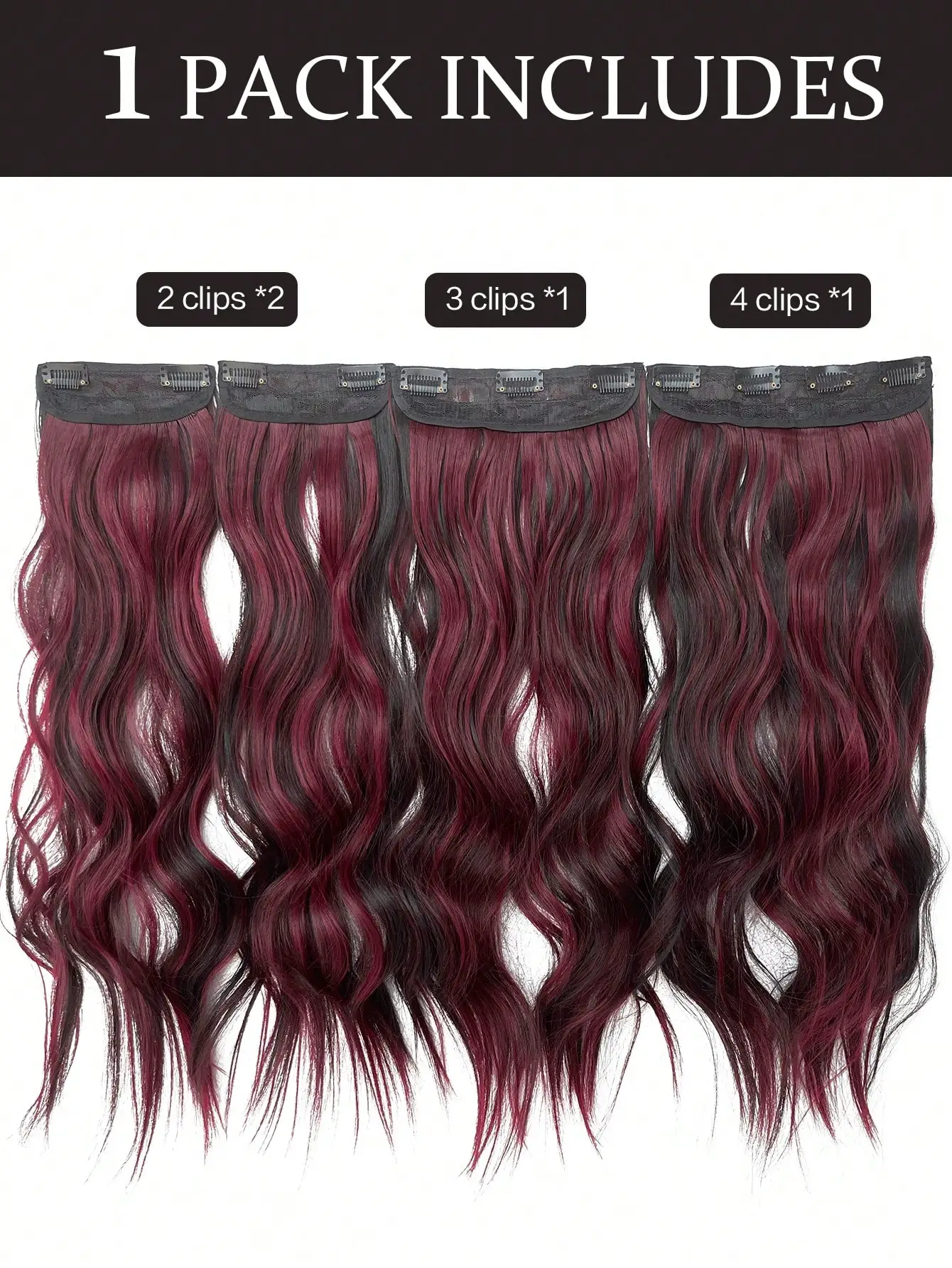 Clip In Hair Extensions Hight Light Red Color 22 Inch 4 PCS 