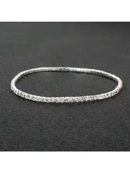 New multi-color rhinestone elastic simple full diamond square women's bracelet fashion jewelry gift fashion accessories creative