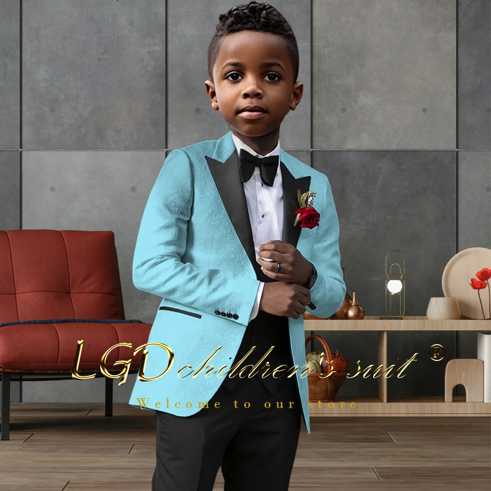 Children's wedding suit 2-piece suit fashionable pink floral jacket with peaked lapel tuxedo suit for boys