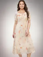 DUSHU Plus Size Floral Tiered Dress 2025 Summer French Style Square Neck Slimming Fit Waist-Defining Resort Casual Elegant Maxi