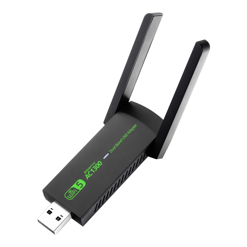 USB 2.0 와이파이 어댑터, 1300Mbps 무선 네트워크 어댑터, 와이파이 동글, 듀얼 밴드, 2.4GHz, 5GHz, Win7/8/10/11, 리눅스 OS, 맥 OS Best5