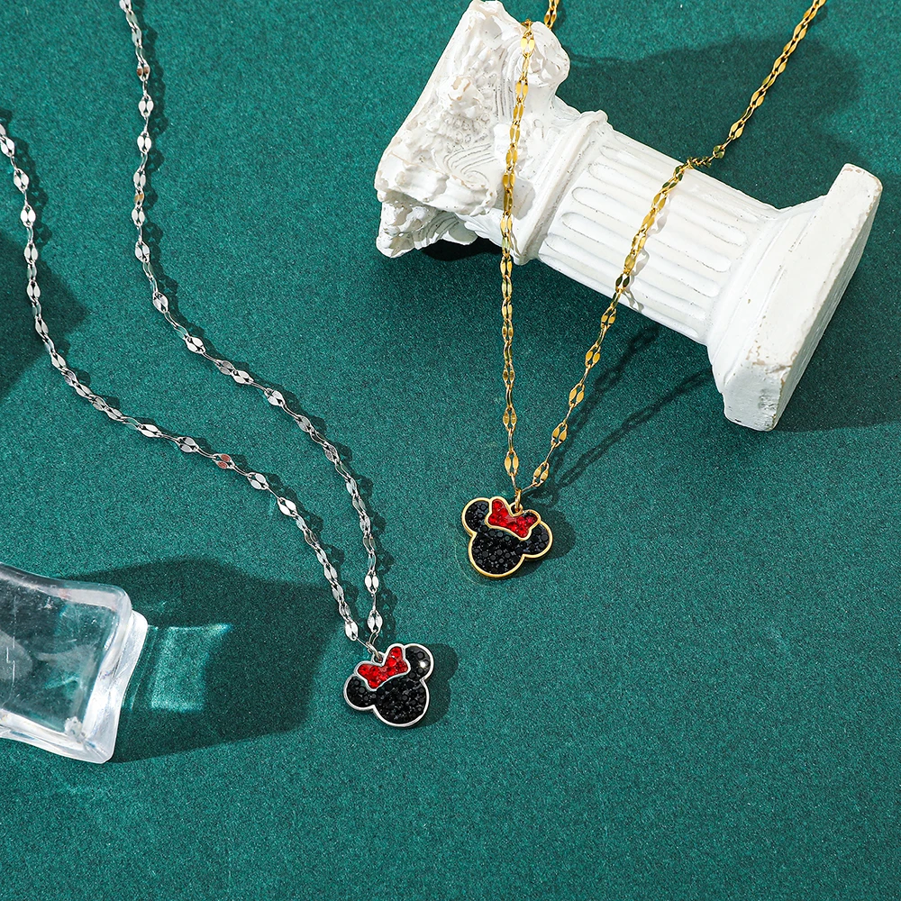 Disney Minnie Necklace Golden Silvery Color Mickey Mouse Neck