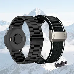 Garmin Venu Series Band Set: Stylish Metal & Versatile Nylon Straps - 2 - Pack (Silver - Black)