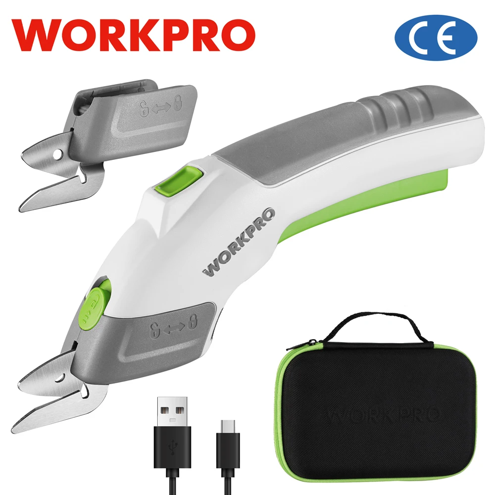 WORKPRO 3.6V Multifunctional Cordless Electric Scissors Wireless Battery Cutter Cloth Carpet PVC Leather Portable Cutting Tools