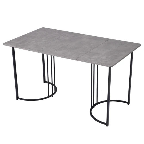 Tavolo da cucina moderno, tavolo da pranzo rettangolare con struttura in metallo nel moderno tavolo da cucina con motivo in marmo con piedini regolabili 5